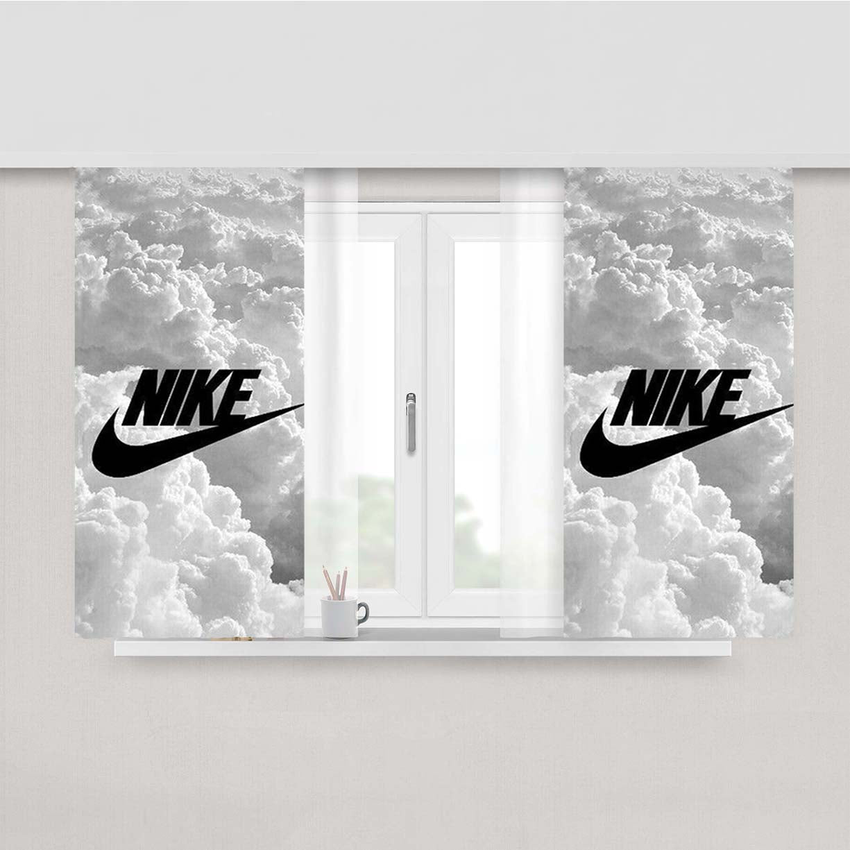 Nike Logo Cloud Peach Skin Window Curtains