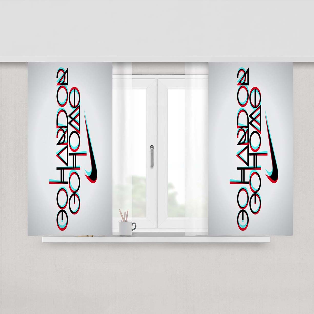 Nike Logo Go Hard Or Go Home Quote Peach Skin Window Curtains