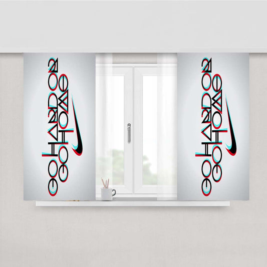 Nike Logo Go Hard Or Go Home Quote Peach Skin Window Curtains