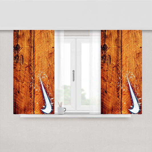 Nike Logo In Wood Peach Skin Window Curtains