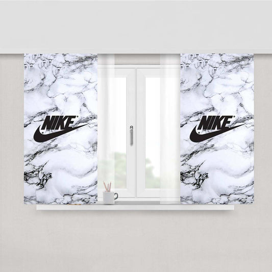 Nike Logo Marble Peach Skin Window Curtains