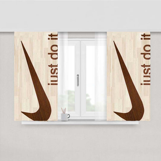 Nike Logo Wooden 2 Peach Skin Window Curtains