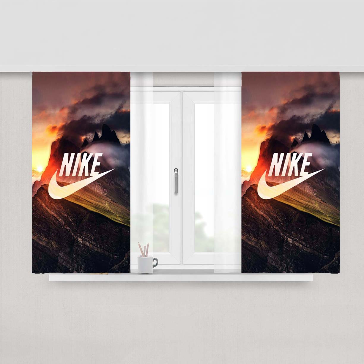 Nike Mural Mountain Peach Skin Window Curtains