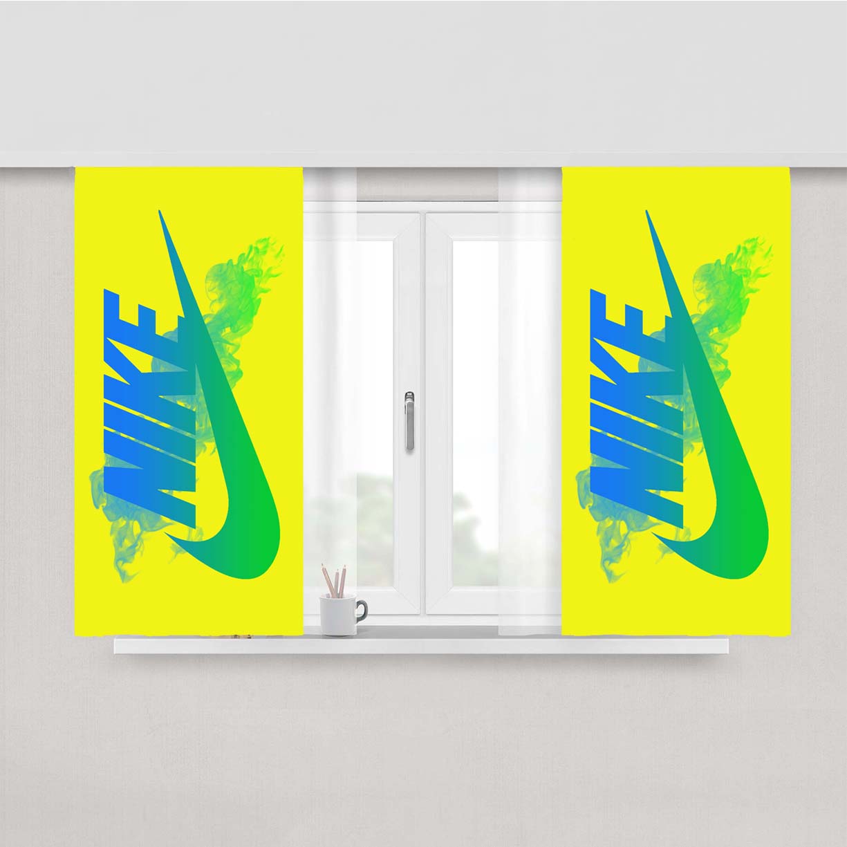 Nike Neon Peach Skin Window Curtains