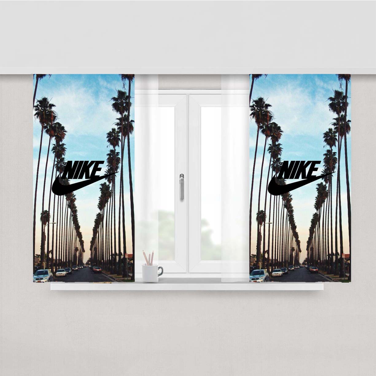 Nike Palm Peach Skin Window Curtains