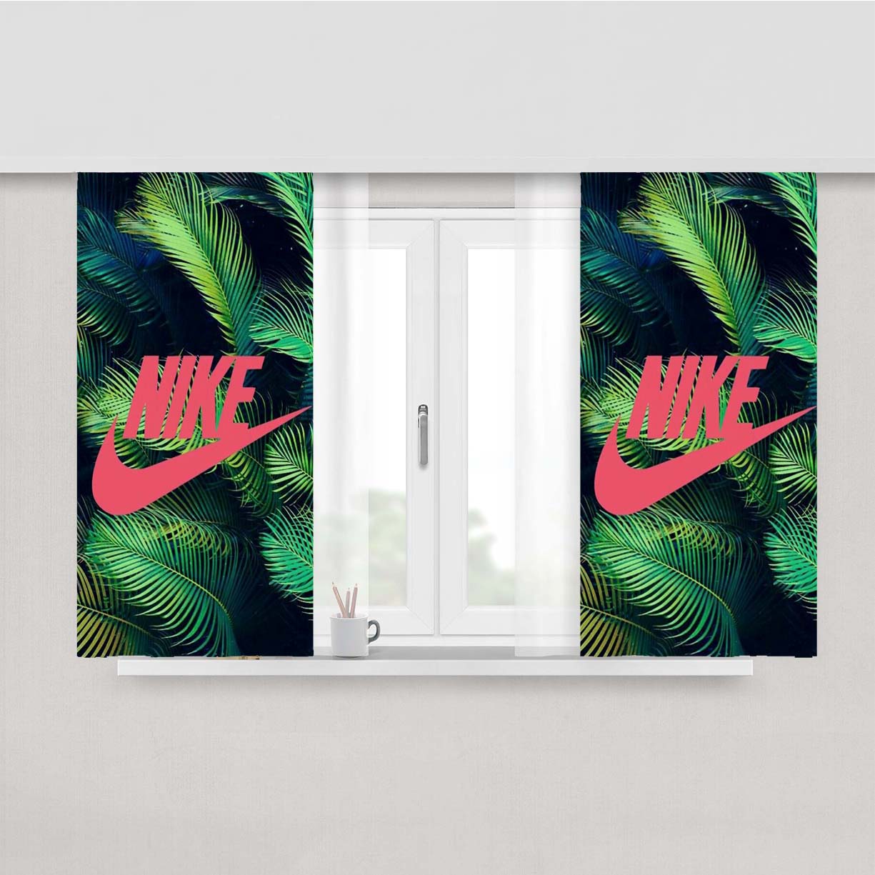 Nike Palm Pink Peach Skin Window Curtains