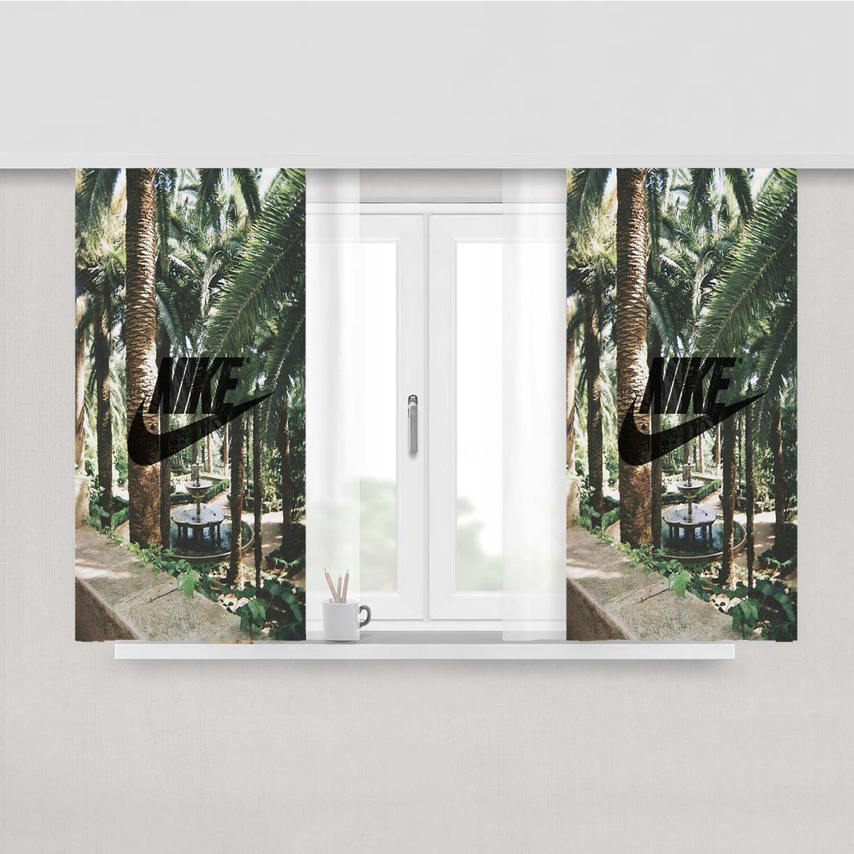 Nike Palm Private Peach Skin Window Curtains
