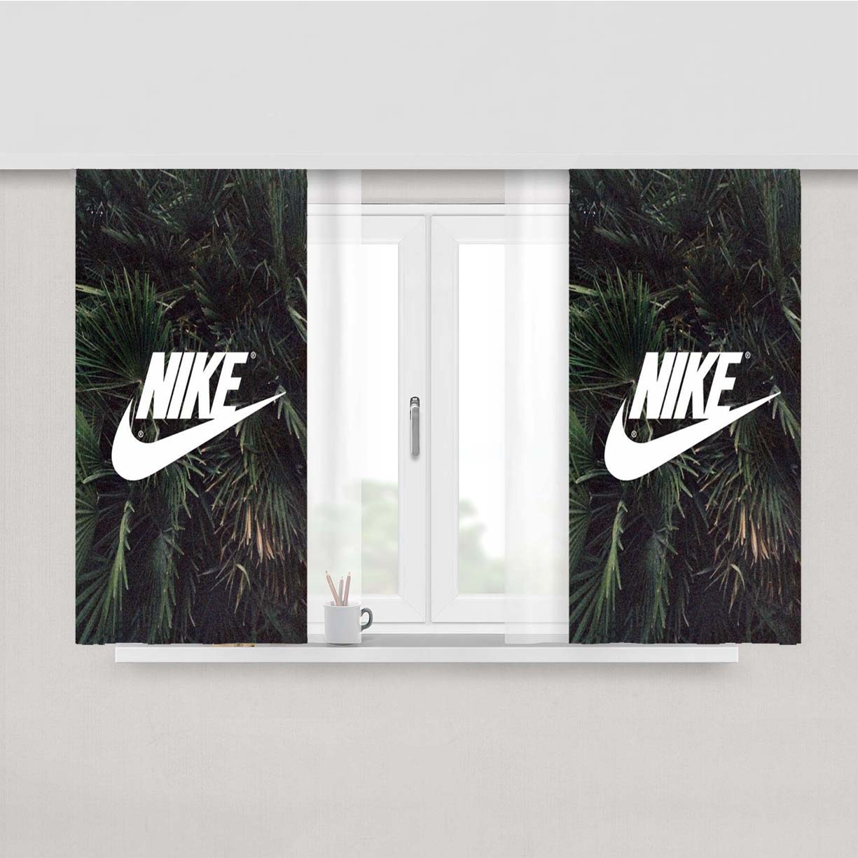 Nike Palm Skin Art Flores Peach Skin Window Curtains