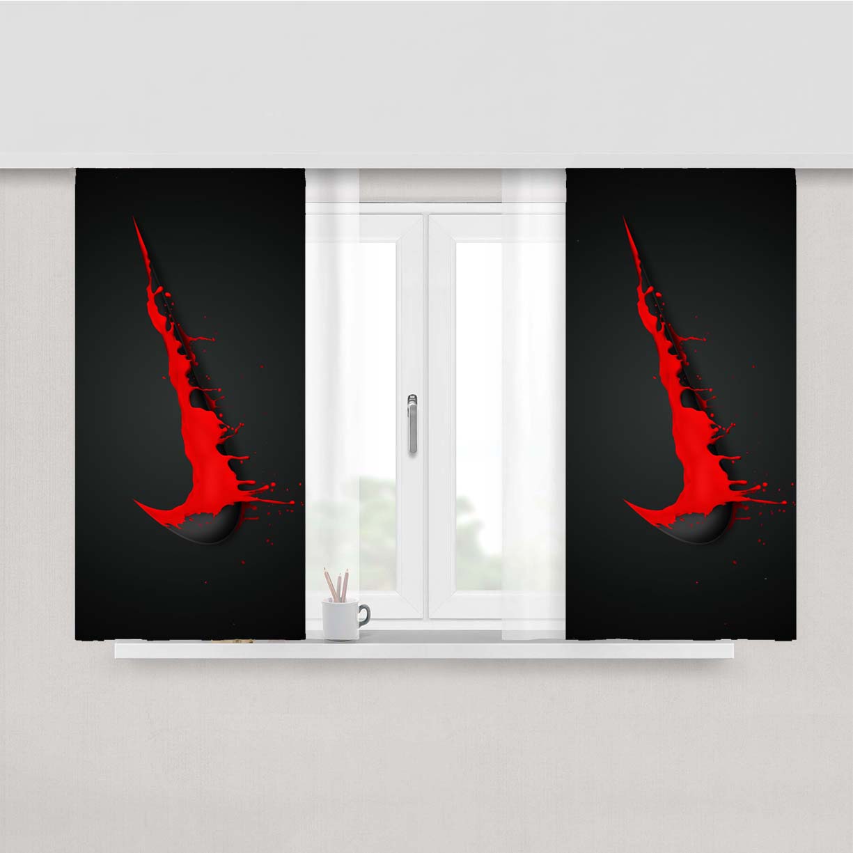 Nike Red Splash Peach Skin Window Curtains