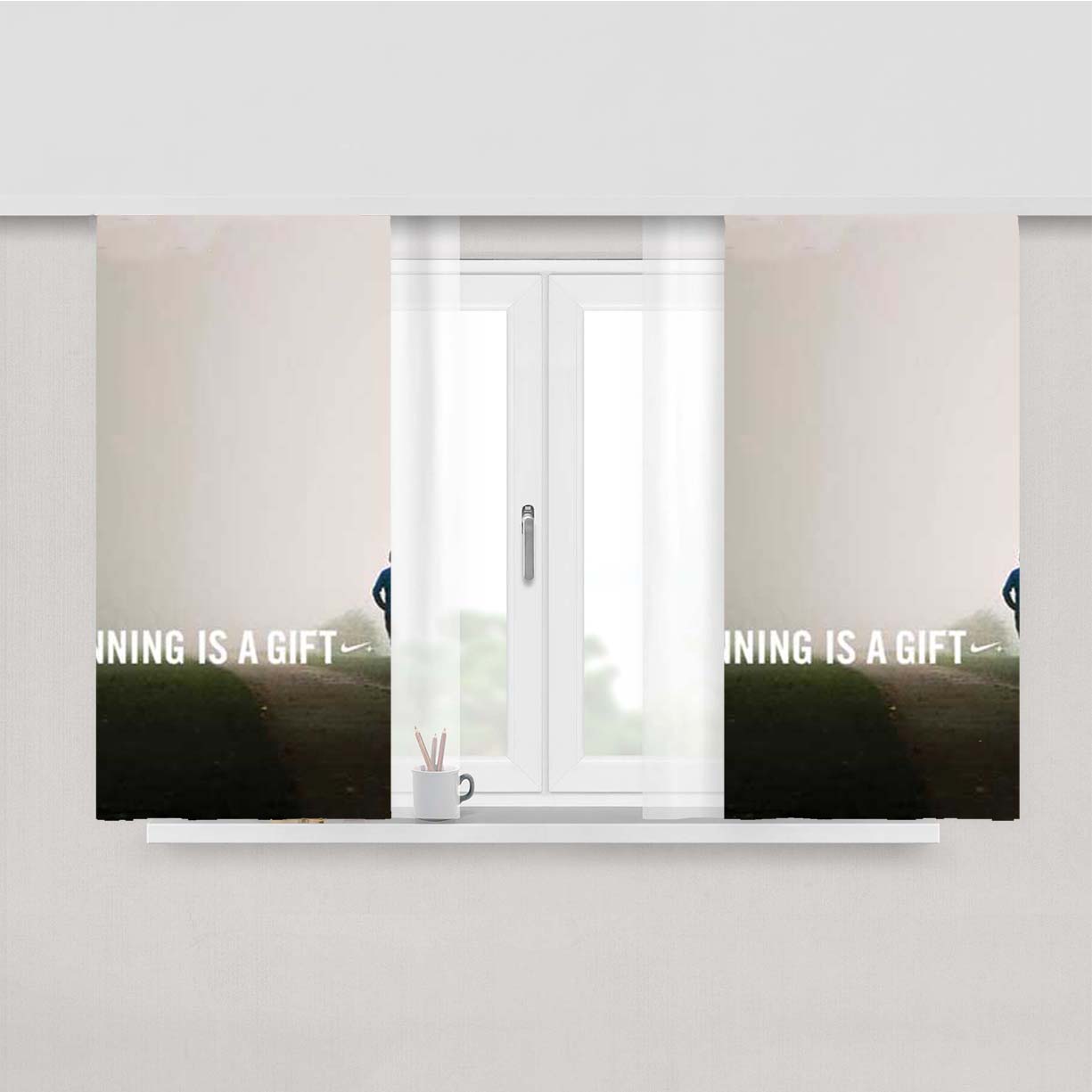 Nike Running Is A Gift Peach Skin Window Curtains