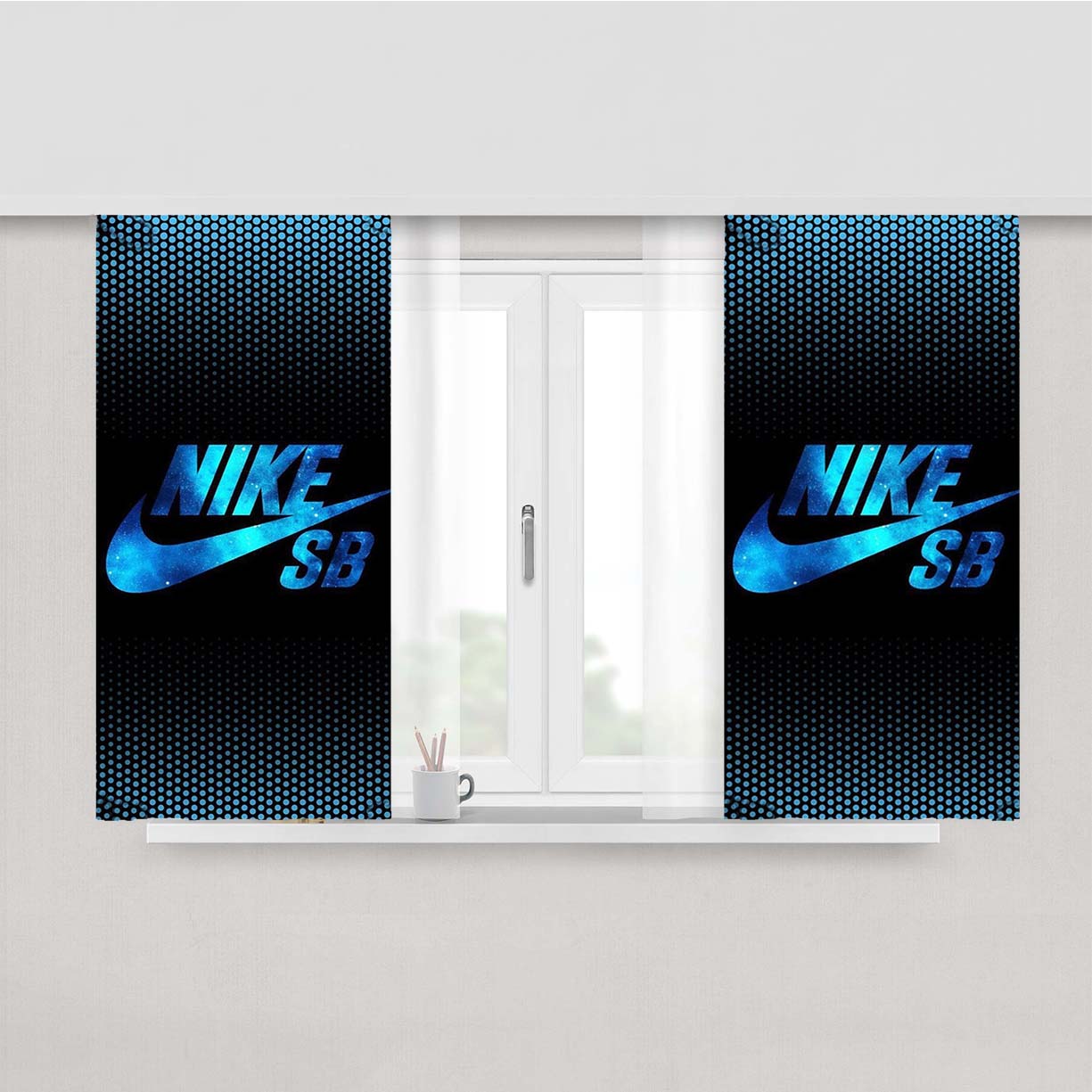 Nike Sb Shoes Blue Logo Peach Skin Window Curtains