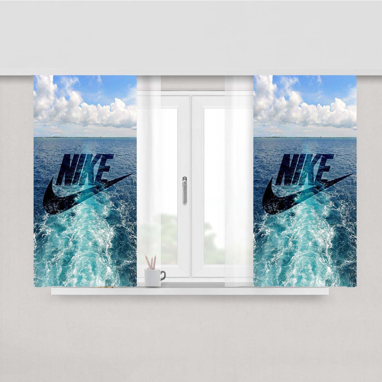 Nike Sea Photos Peach Skin Window Curtains