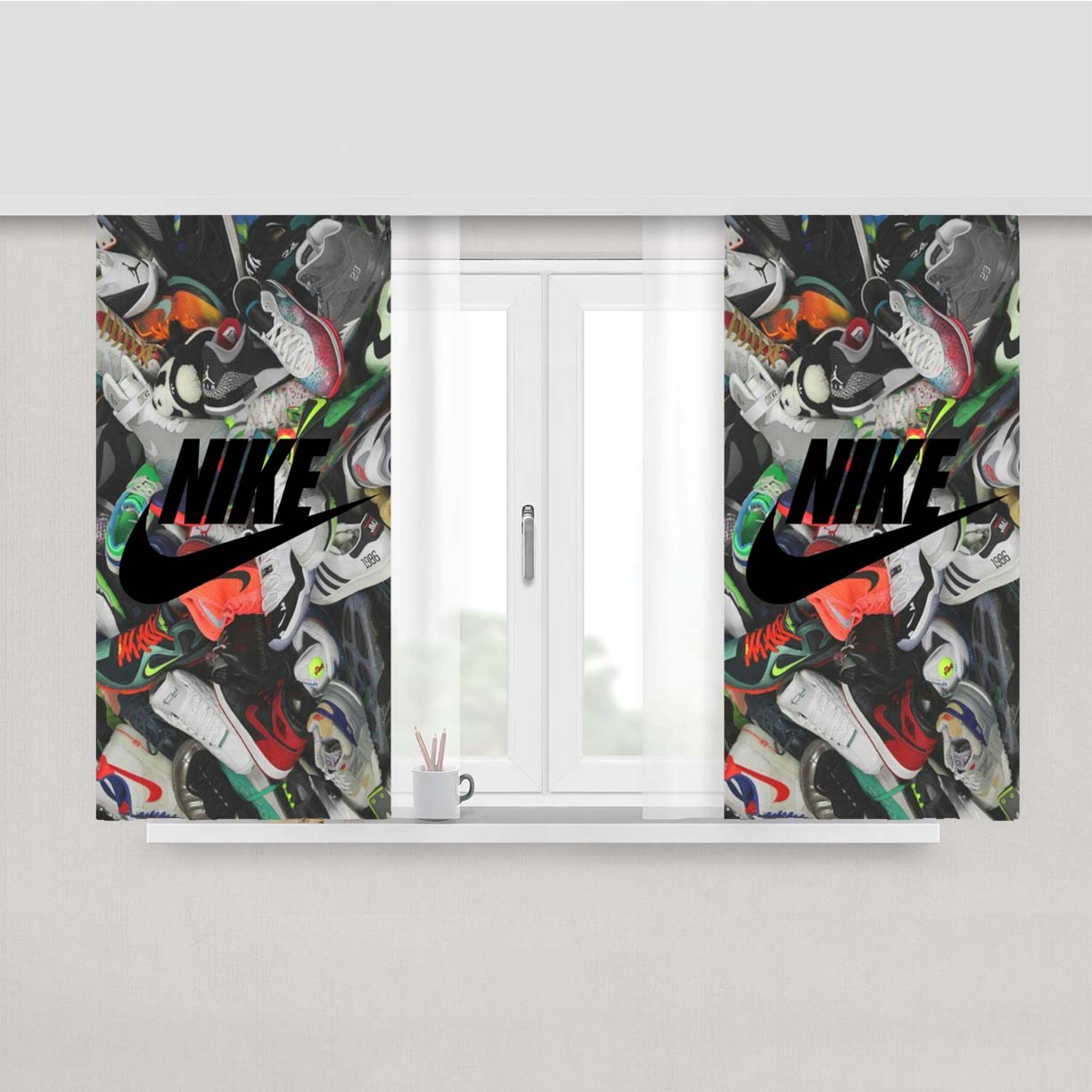 Nike Shoes Collage Peach Skin Window Curtains