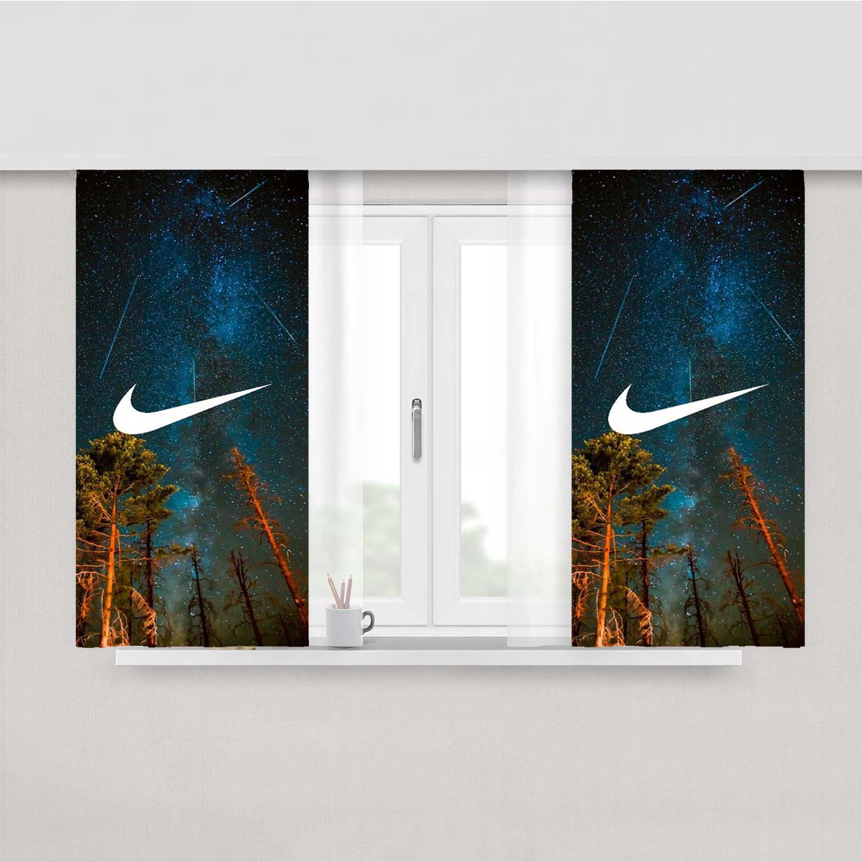 Nike Sky Galaxy Peach Skin Window Curtains