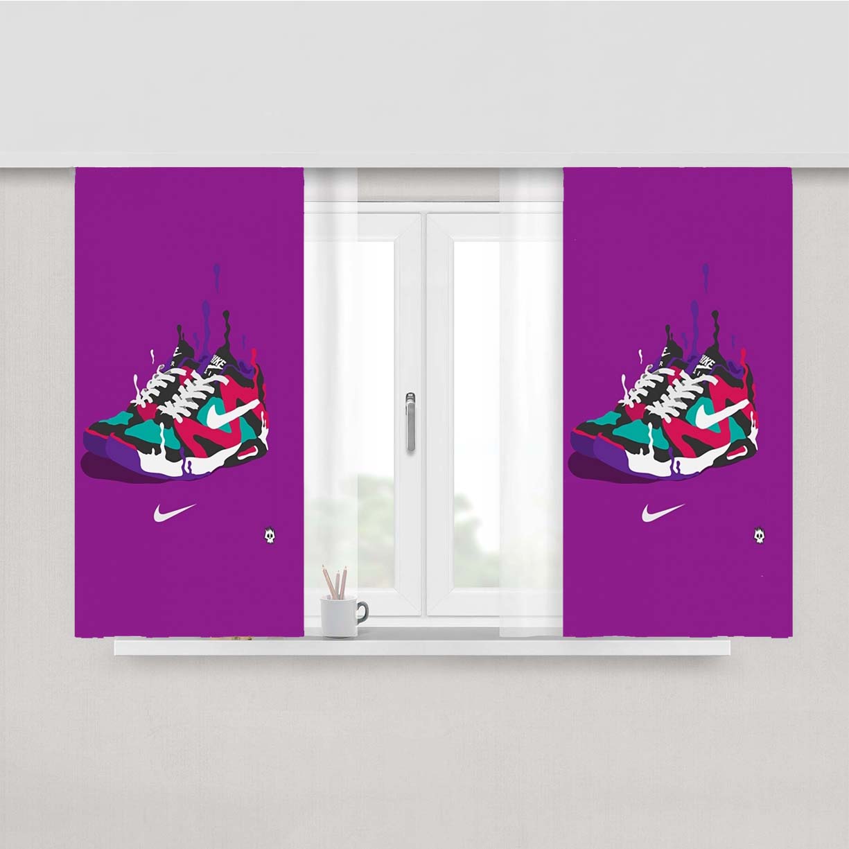 Nike Sneakers Art Sports Brand Purple Peach Skin Window Curtains
