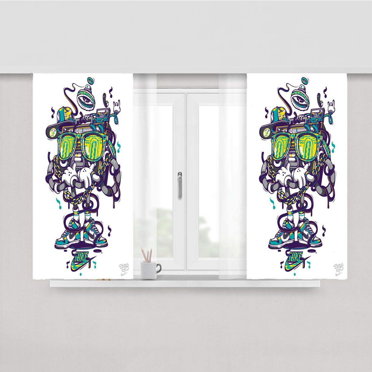 Nike Tape Stay Cool Peach Skin Window Curtains