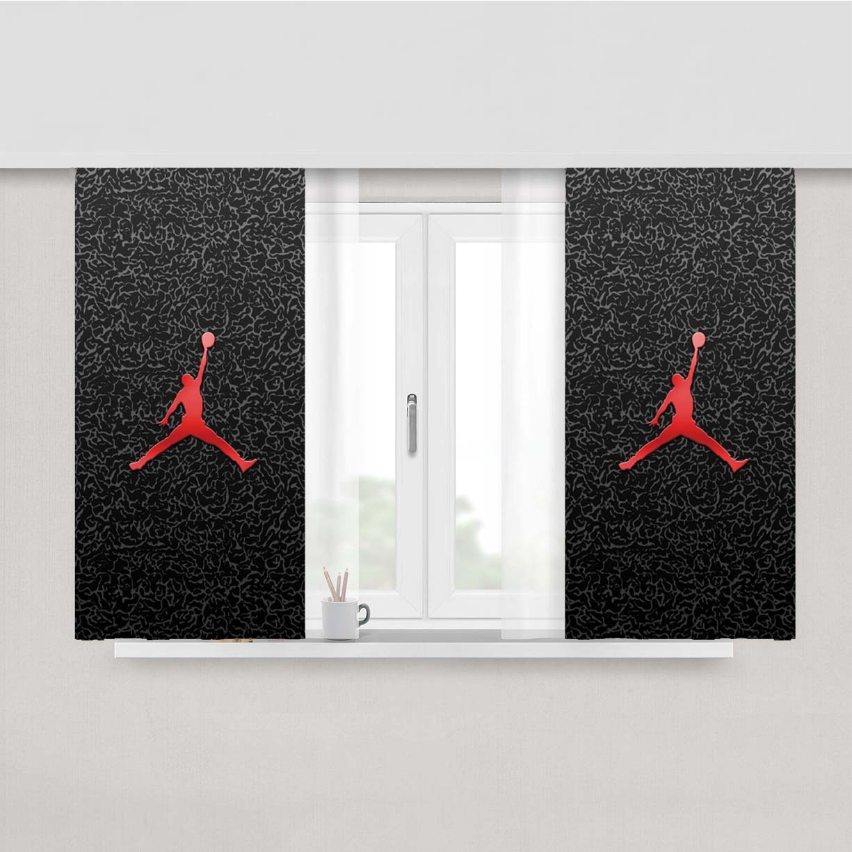 Nike Wallpaper Peach Skin Window Curtains