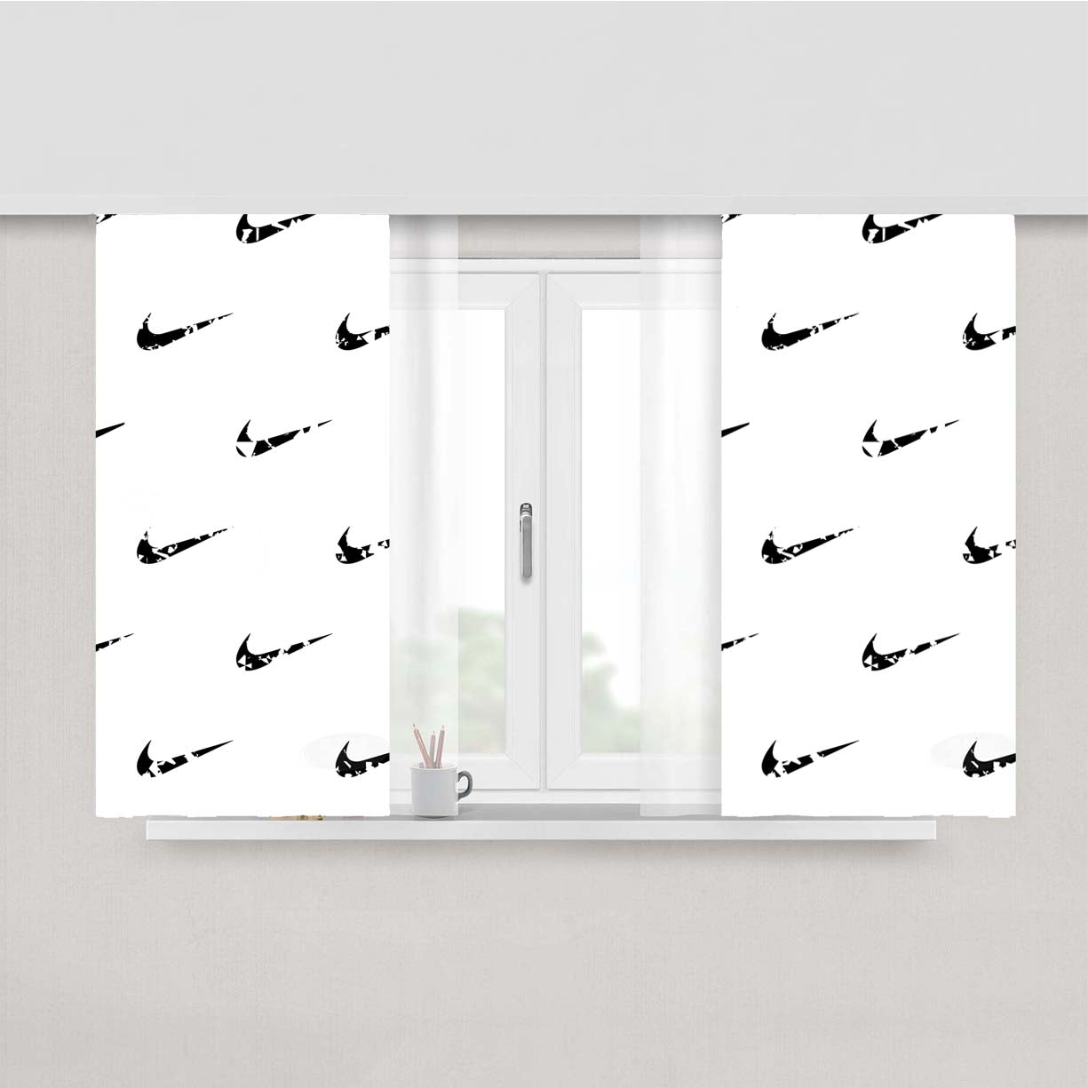 Nike Wallpaper Pattern Peach Skin Window Curtains