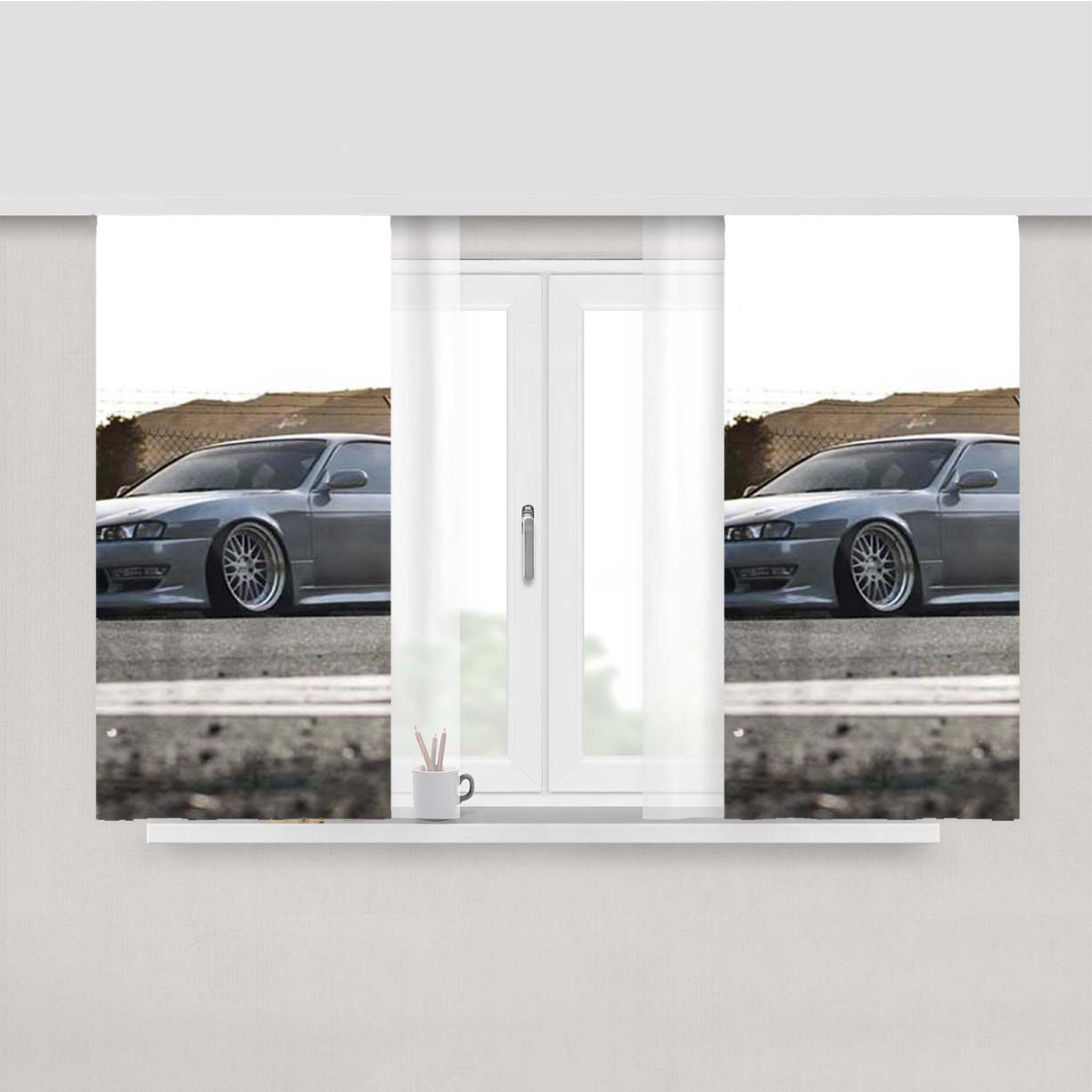 Nissan 240Sx On Road Peach Skin Window Curtains