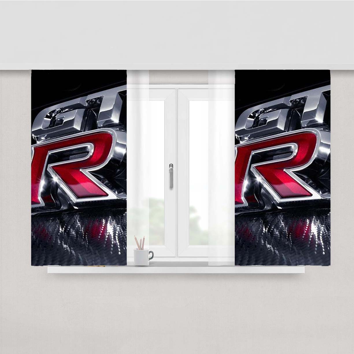 Nissan Gt R Logo Peach Skin Window Curtains