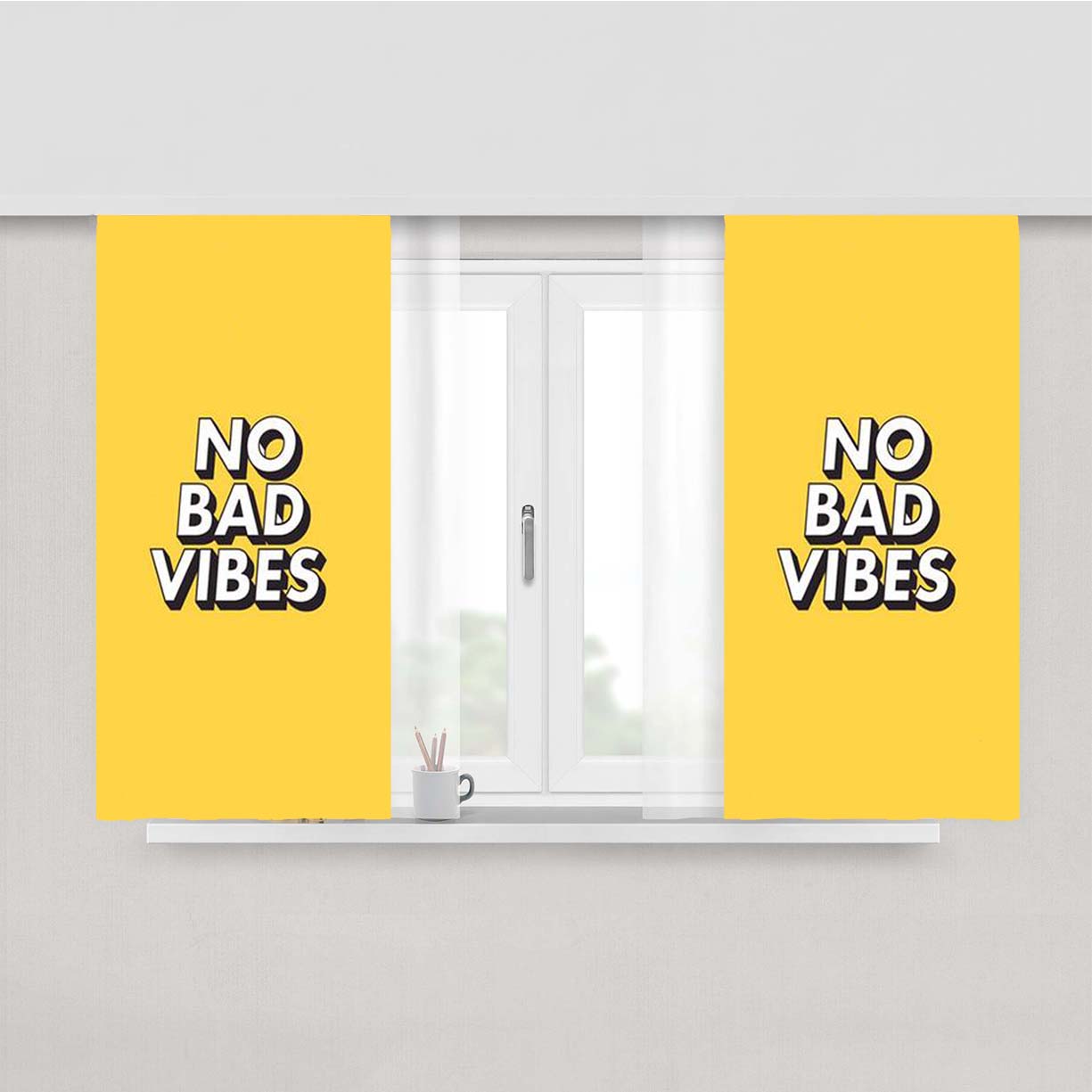 No Bad Vibes Peach Skin Window Curtains