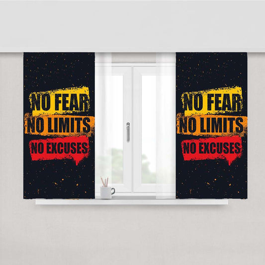No Fear No Limits No Excuses Peach Skin Window Curtains