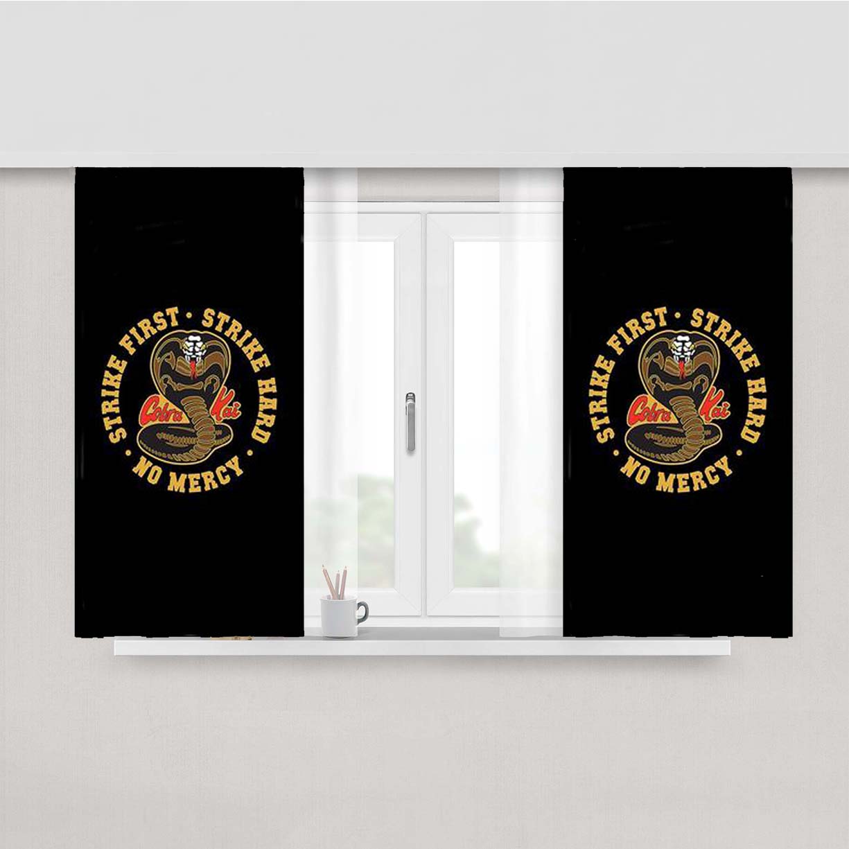 No Mercy Cobra Kai Karate Peach Skin Window Curtains