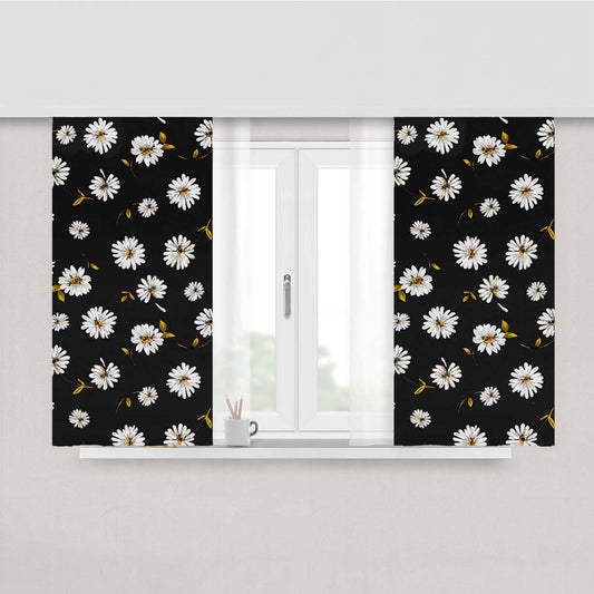 Noise Daisy Daydream Black Floral Peach Skin Window Curtains