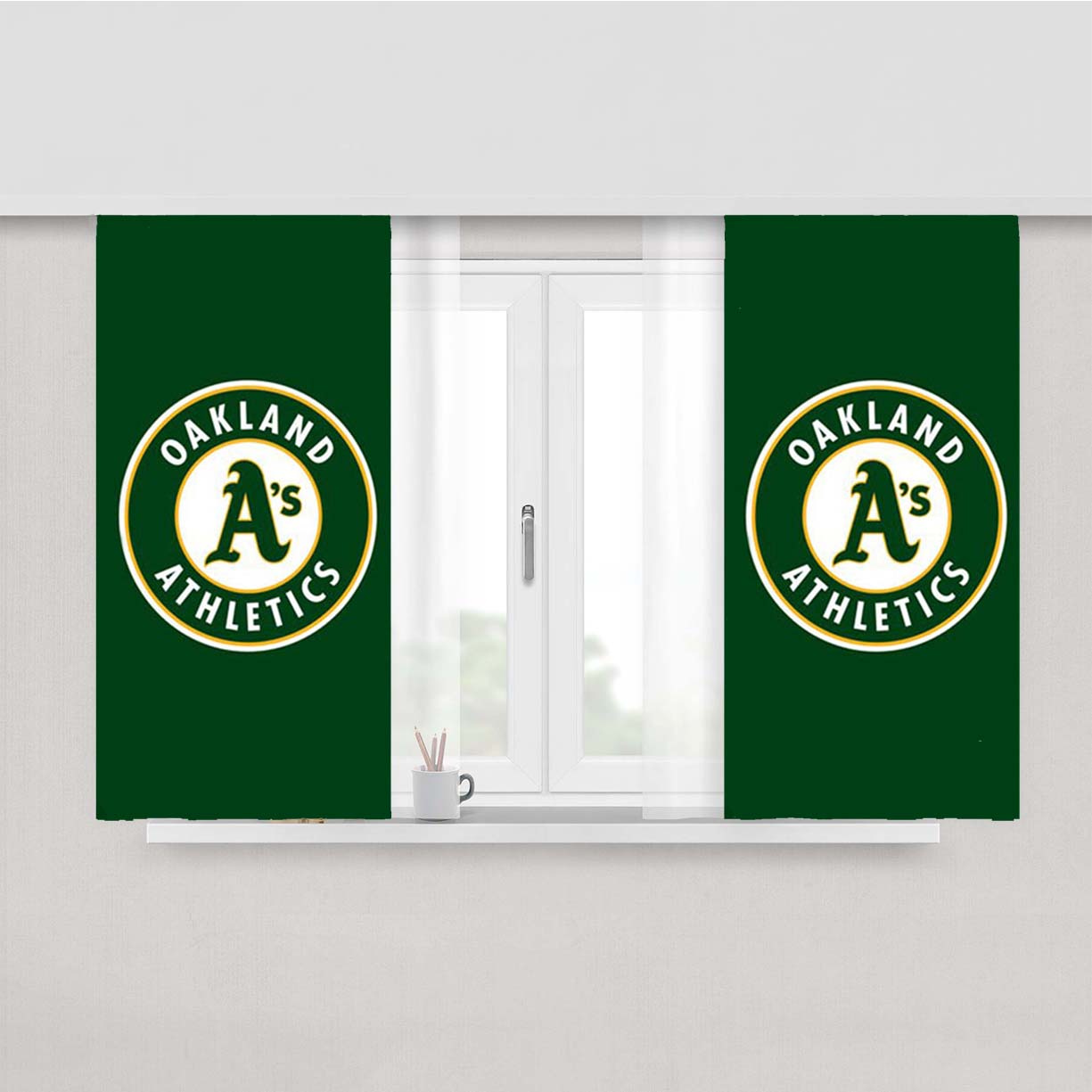 Oakland Athletics Green Peach Skin Window Curtains