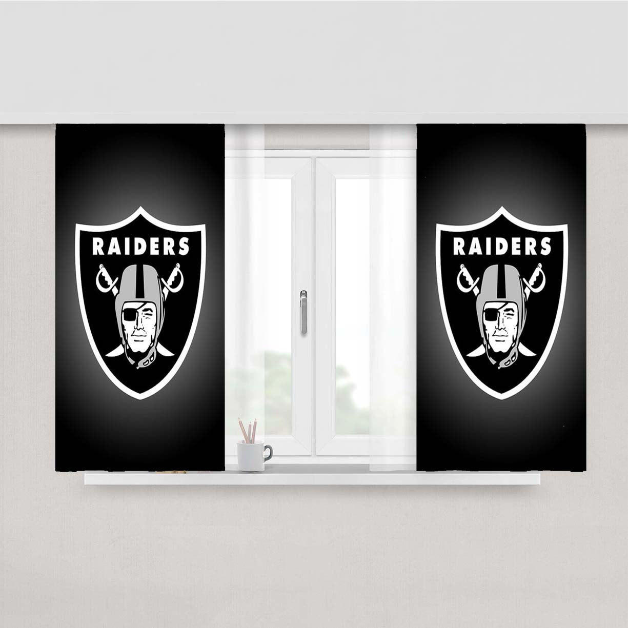 Oakland Raiders Emblem Peach Skin Window Curtains