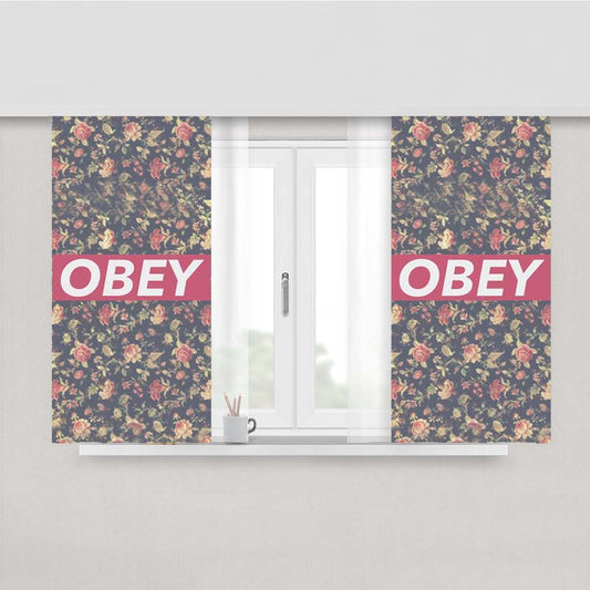 Obey Floral Peach Skin Window Curtains
