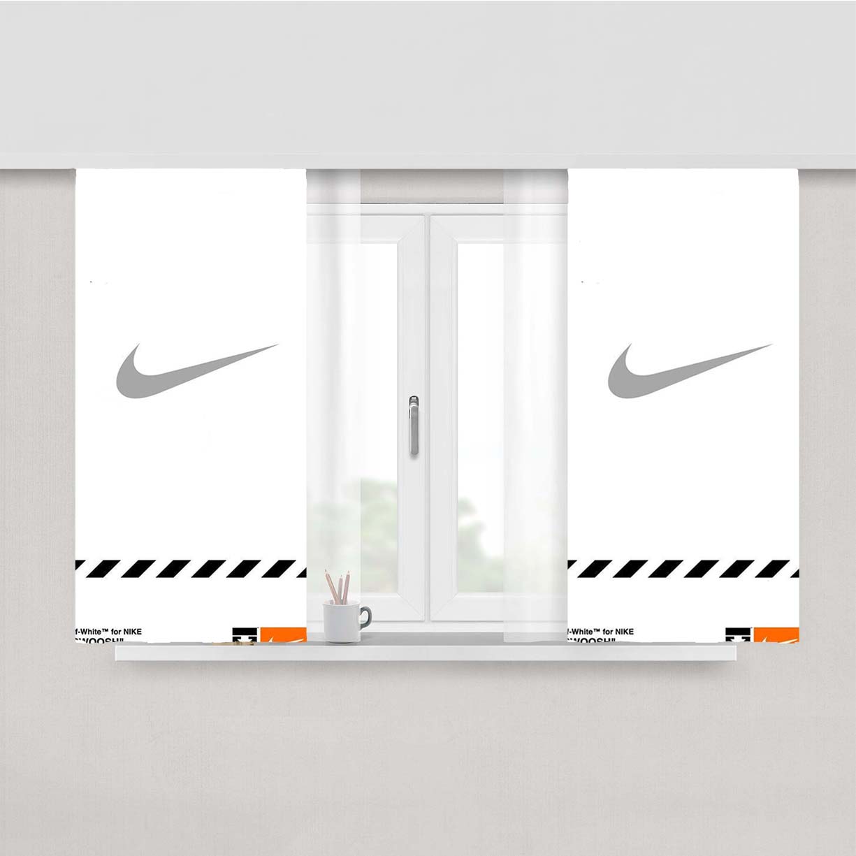 Off White X Nike Grey Logo Peach Skin Window Curtains