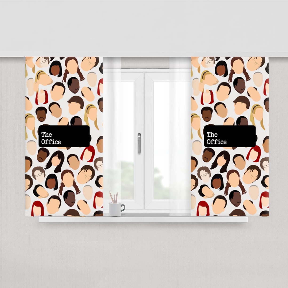 Office Collage Peach Skin Window Curtains