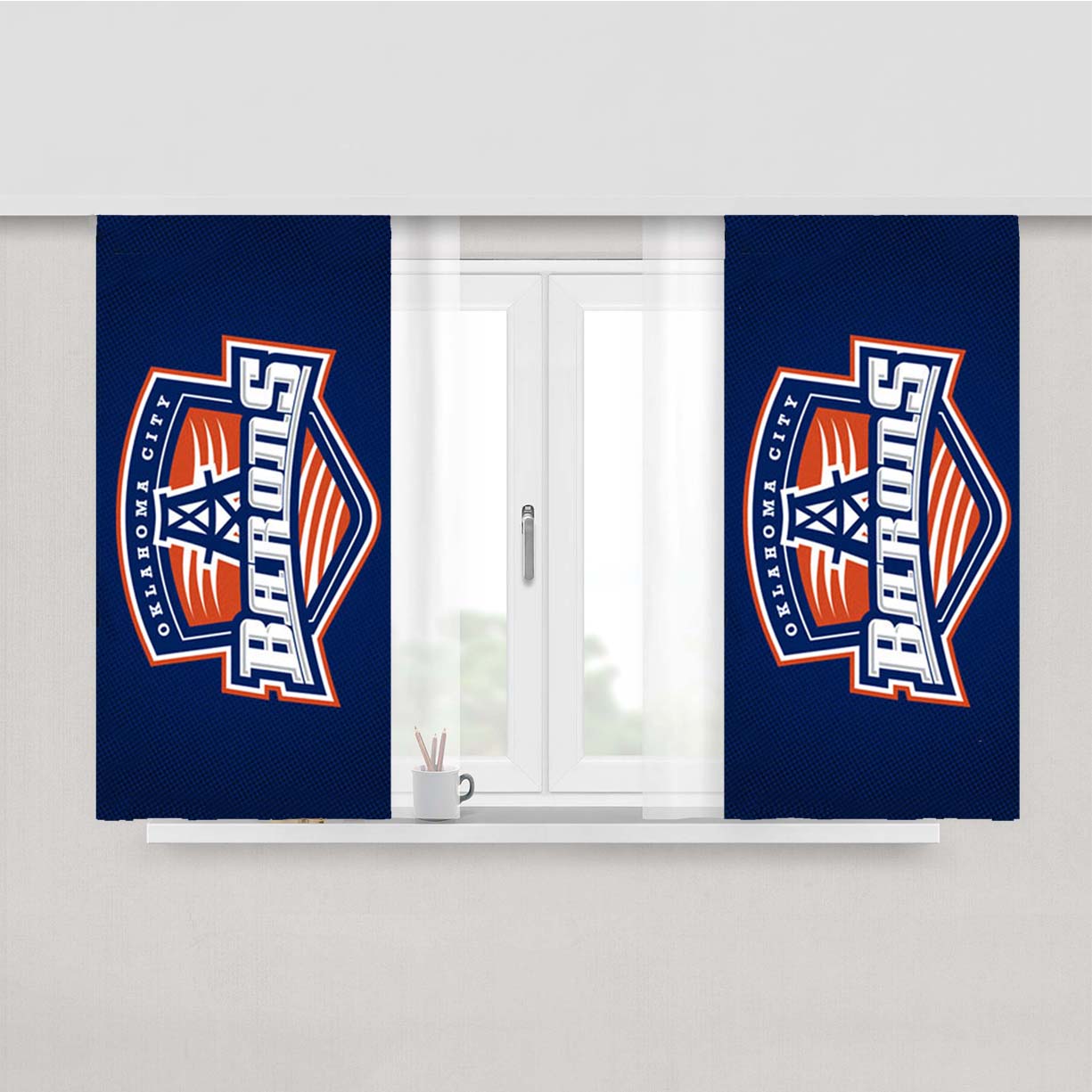 Oklahoma City Barons Peach Skin Window Curtains