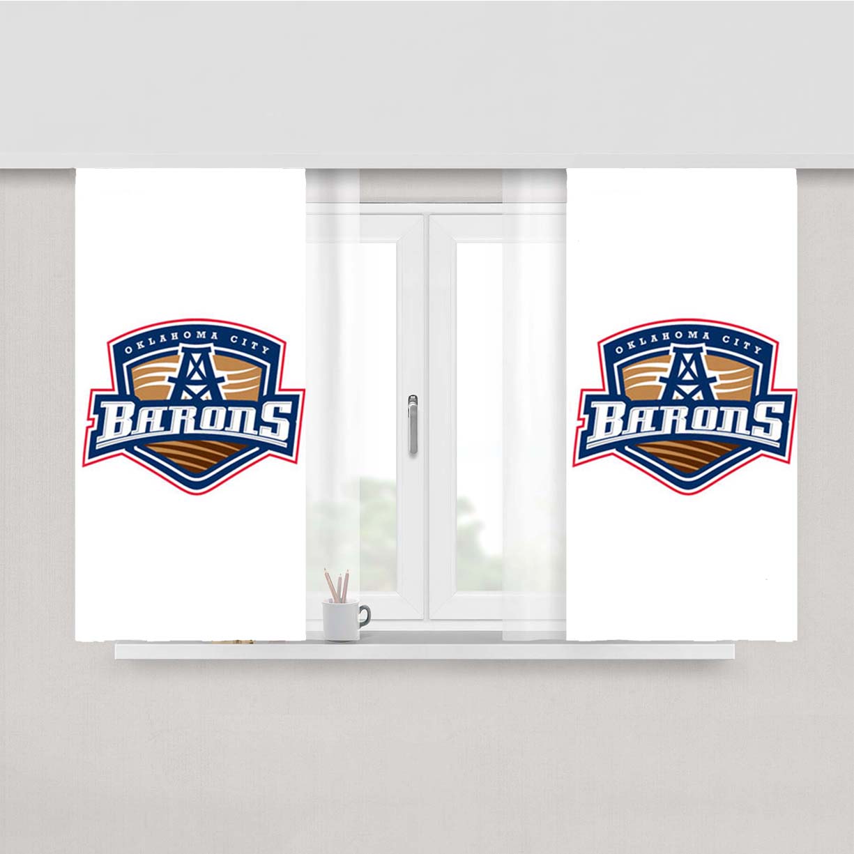 Oklahoma City Barons Art Peach Skin Window Curtains