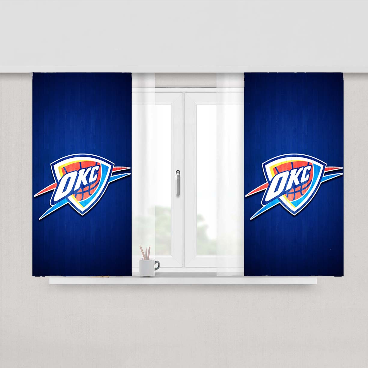 Oklahoma City Thunder Hardwood Peach Skin Window Curtains
