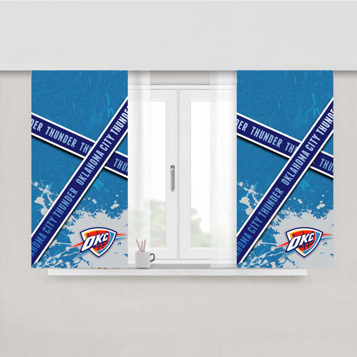 Oklahoma City Thunder Logo Peach Skin Window Curtains
