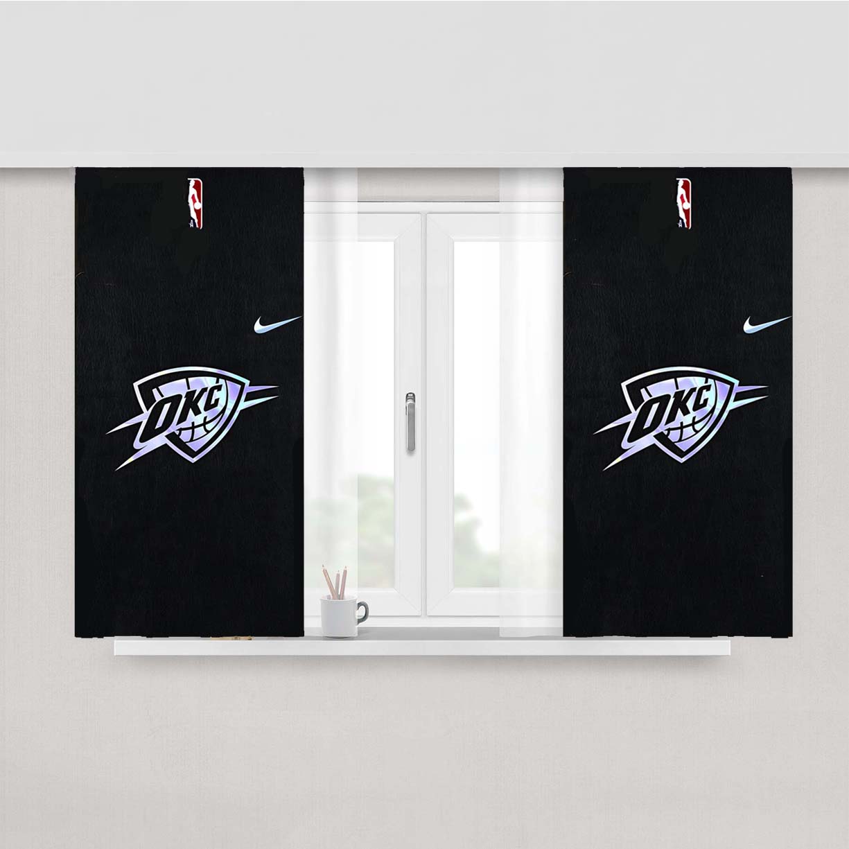 Oklahoma City Thunder Okc Nba 987 Peach Skin Window Curtains