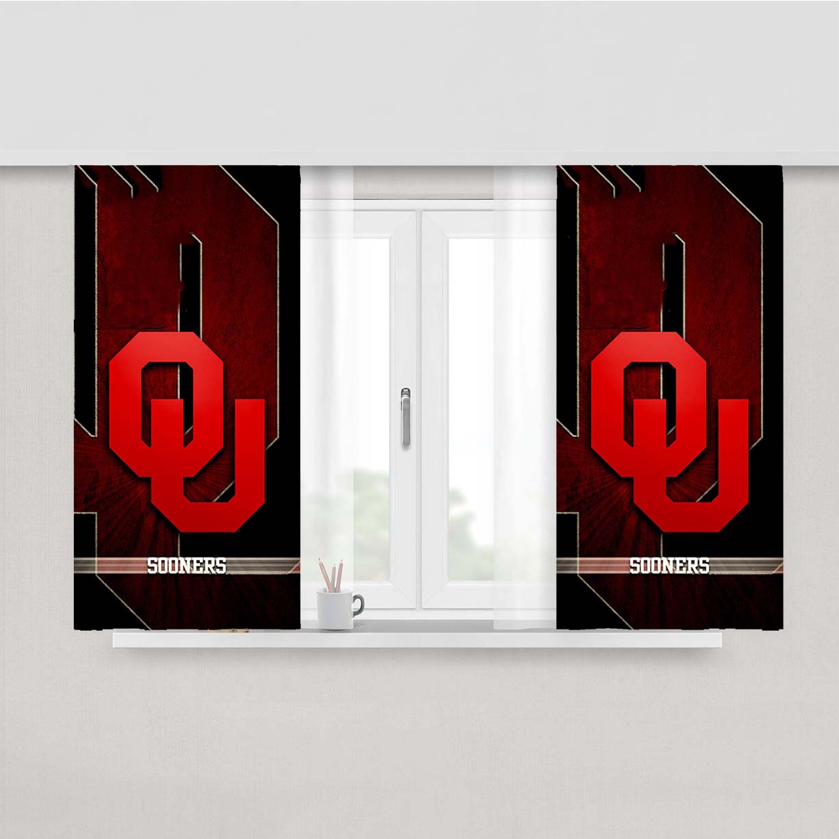 Oklahoma Sooners 4 Peach Skin Window Curtains