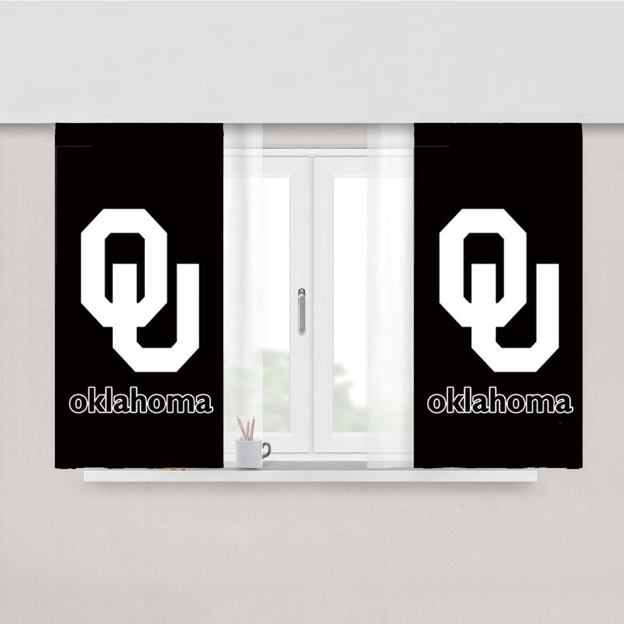 Oklahoma Sooners Black Logo Peach Skin Window Curtains