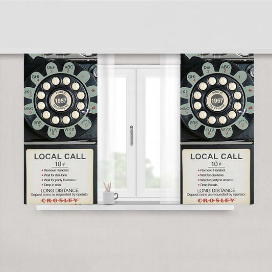 Old Payphone Retro Peach Skin Window Curtains