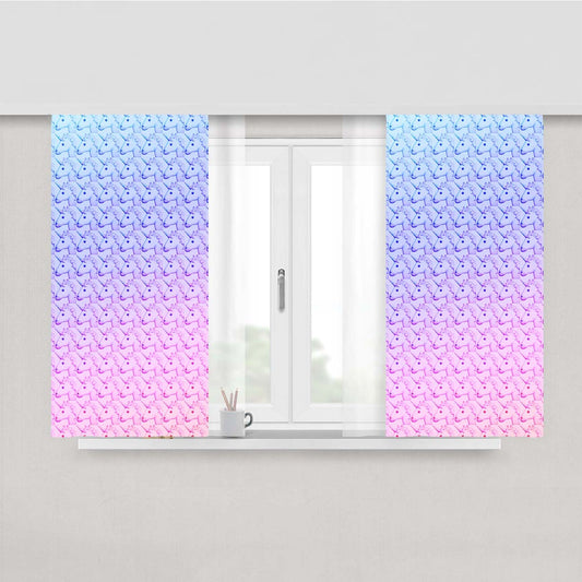 Ombre Unicorn Pattern Peach Skin Window Curtains