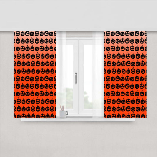 Orange Pumpkins Pattern Silhouette Collections Peach Skin Window Curtains