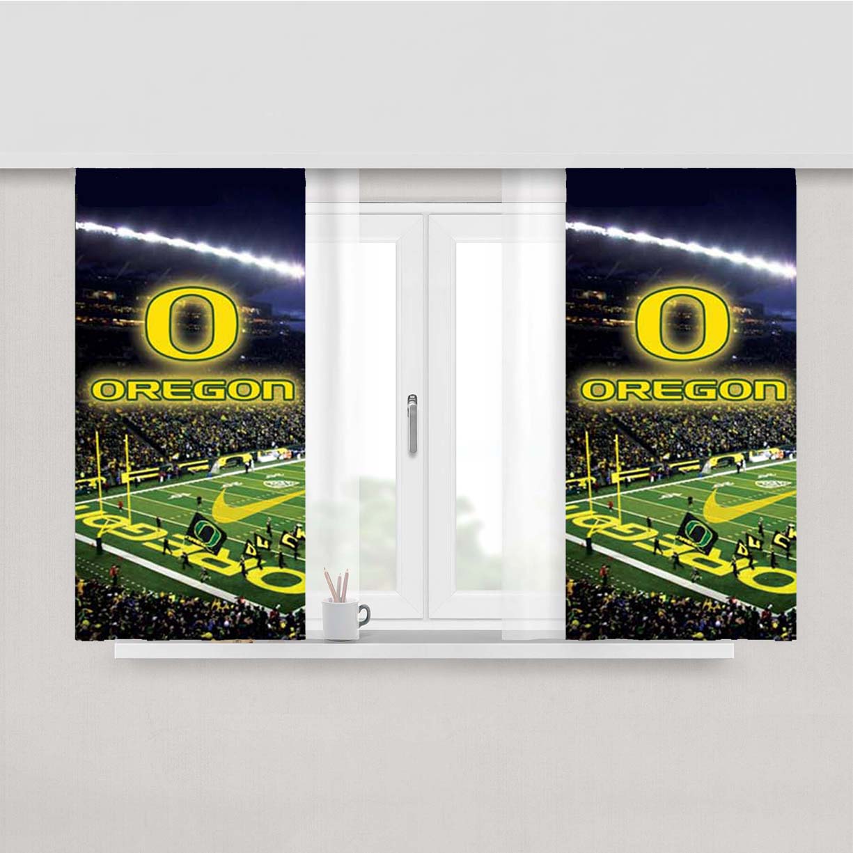 Oregon Ducks Stadium Logo Peach Skin Window Curtains