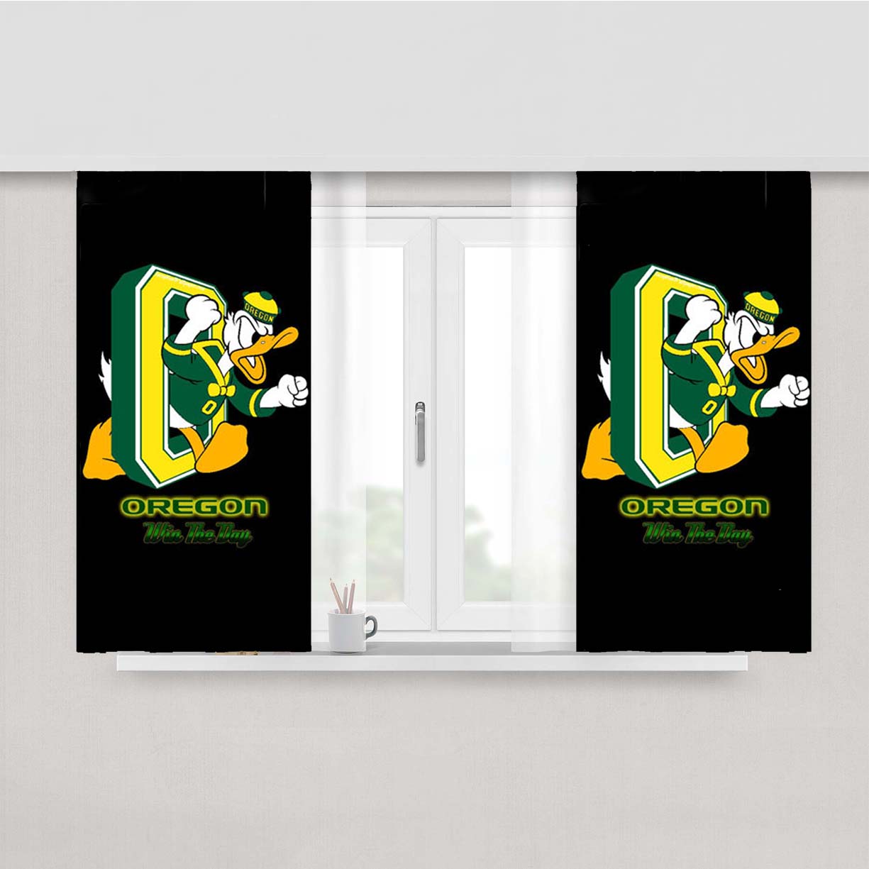 Oregon Ducks Win The Day Peach Skin Window Curtains
