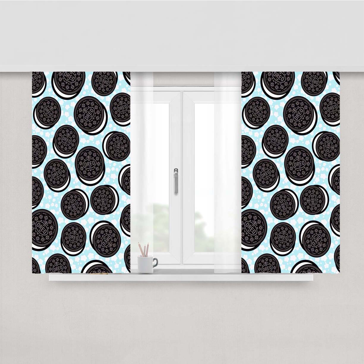 Oreo Biscuits Pattern Peach Skin Window Curtains