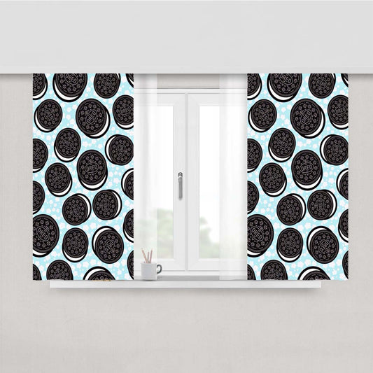 Oreo Biscuits Pattern Peach Skin Window Curtains