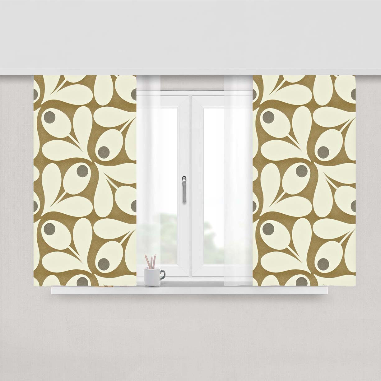 Orla Kiely Acorn Spot Pattern Design Peach Skin Window Curtains