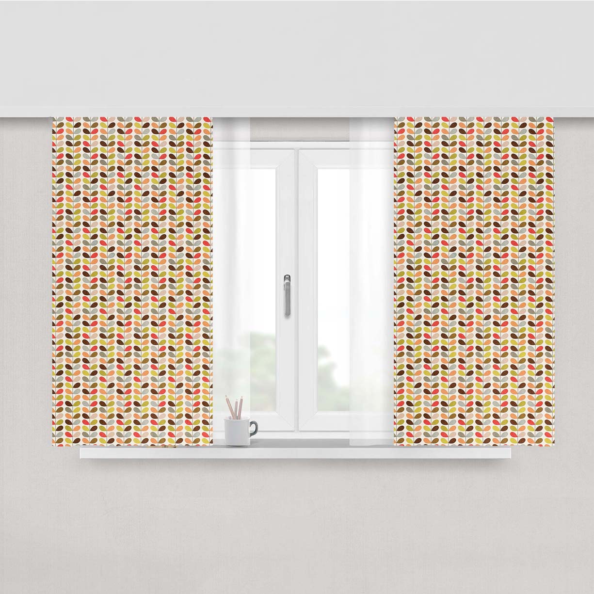 Orla Kiely Colorful Art Pattern Peach Skin Window Curtains
