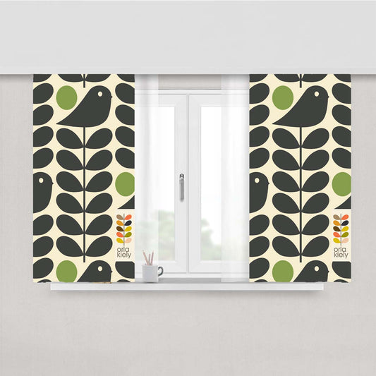 Orla Kiely Early Bird Monogram Pattern Peach Skin Window Curtains